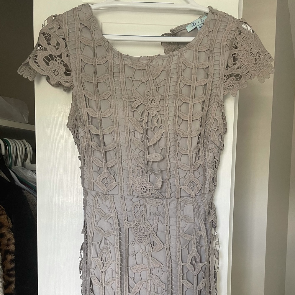 Beige Crochet Dress